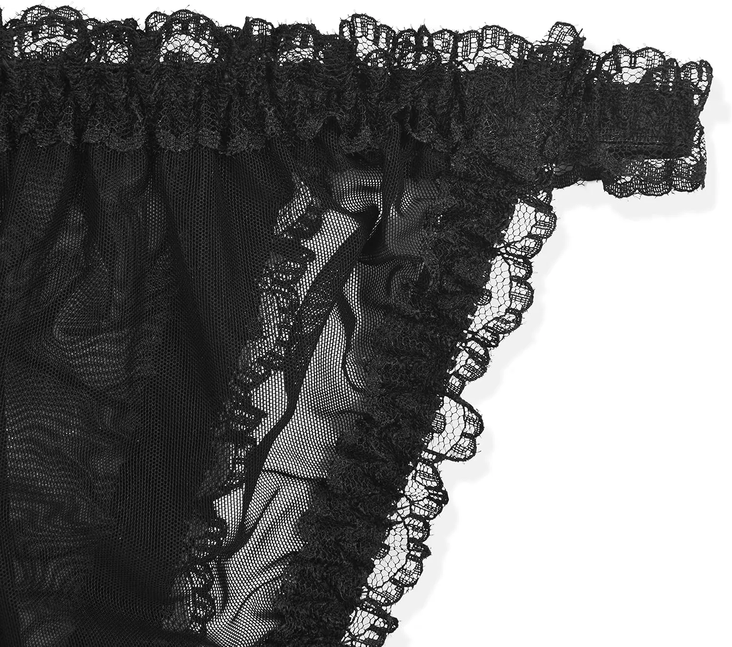 Satini Women's Sheer Frilly Sissy Tanga Knickers Briefs Bikini Panties