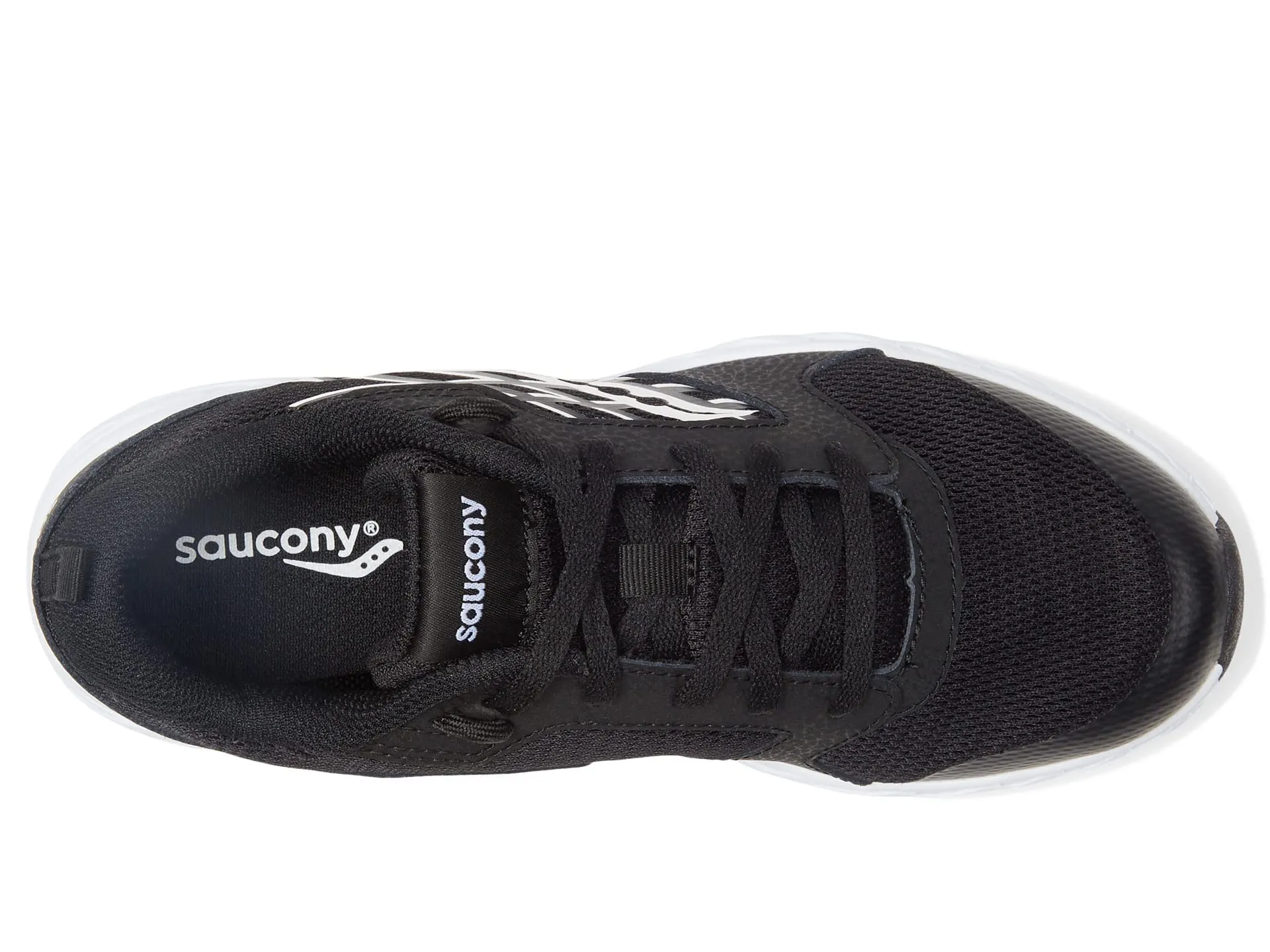 Saucony Wind 2.0 Running Shoe, Black/White, 5 Wide US Unisex Big_Kid