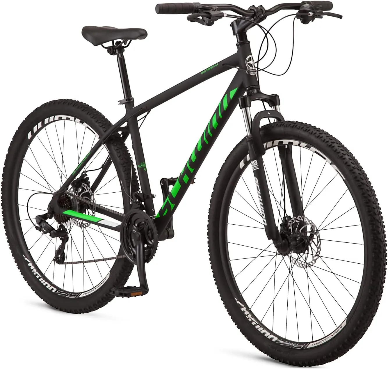 Schwinn High Timber Mountain Bike for Adult Youth Men Women Boys Girls, 24 to 29-Inch Wheels, 7 or 21-Speeds, Front Suspension, Aluminum and Steel Frame Options
