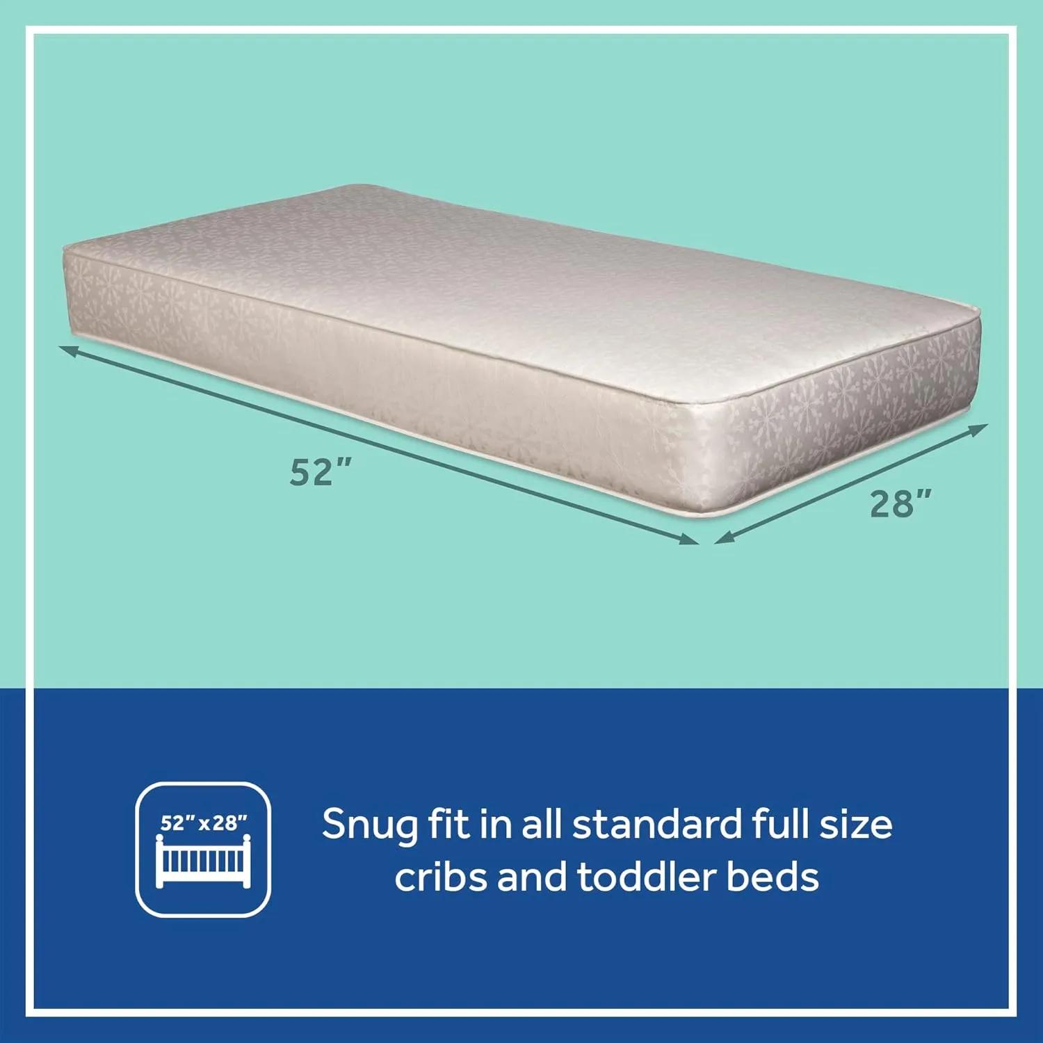 Sealy Baby Flex Cool Breathable 2 Stage Waterproof Crib Mattress plus Toddler Bed Fit, Airy Cotton Cover, 204 Premium Coils, GREENGUARD Gold Certified, Safety & Quality Tested, Made in USA, 52"X28"