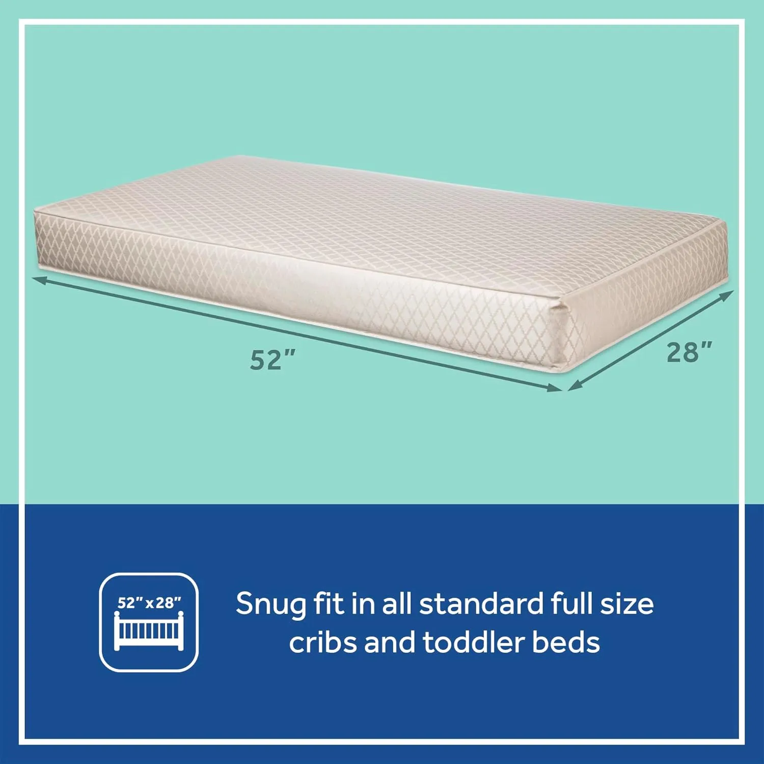 Sealy Baby Posturepedic Grow Breathable 2 Stage Waterproof Crib Mattress plus Toddler Bed Fit, Non Toxic Cotton Cover, GREENGUARD Gold Certified, Safety & Quality Tested, Made in USA, 52"X28"