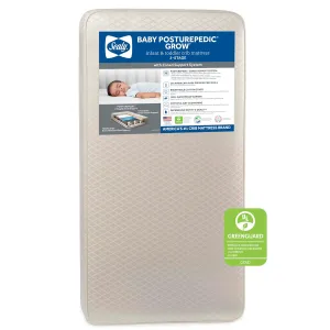 Sealy Baby Posturepedic Grow Breathable 2 Stage Waterproof Crib Mattress plus Toddler Bed Fit, Non Toxic Cotton Cover, GREENGUARD Gold Certified, Safety & Quality Tested, Made in USA, 52"X28"