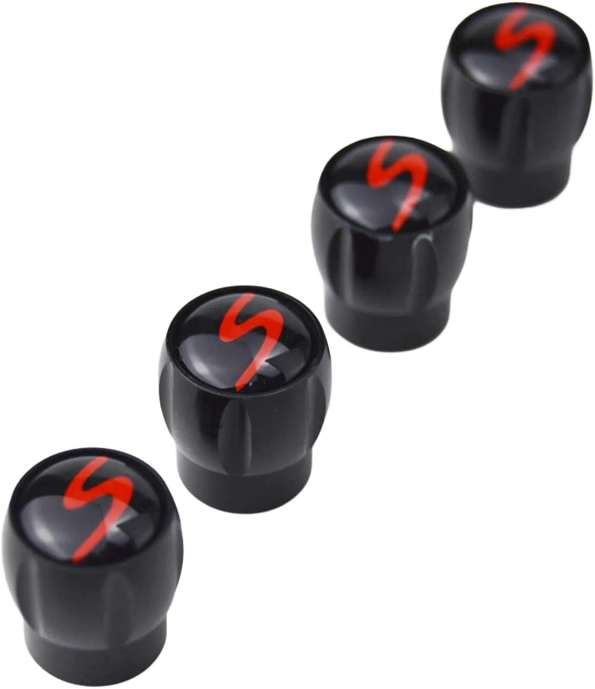 (Set of 4) S Aluminum Auto Tire Valve Stem Cap Cover with Resin red S Emblem Trim for Porsche 911 Panamera Macan Cayenne Cayman 718 Boxster Taycan Carrera Turbo