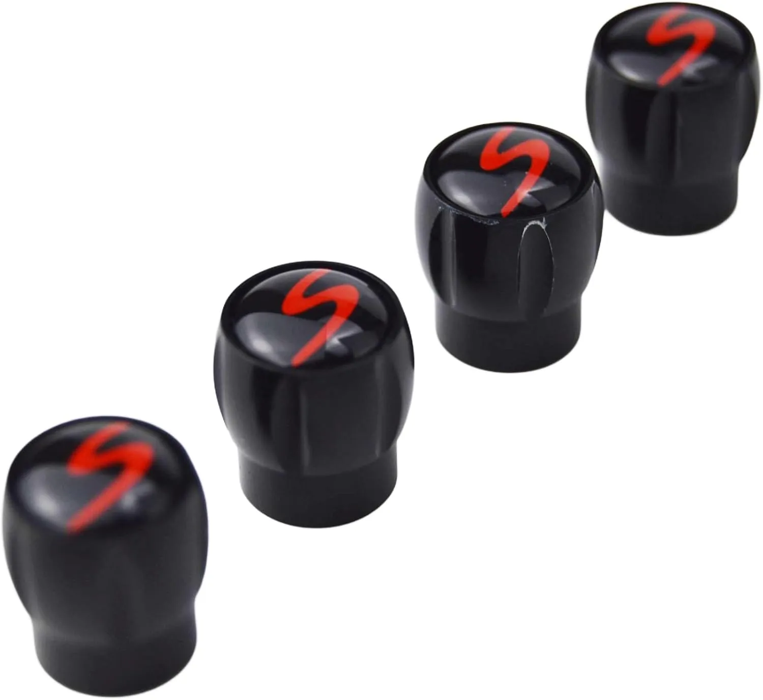 (Set of 4) S Aluminum Auto Tire Valve Stem Cap Cover with Resin red S Emblem Trim for Porsche 911 Panamera Macan Cayenne Cayman 718 Boxster Taycan Carrera Turbo