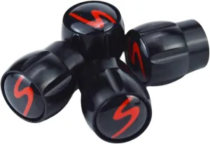 (Set of 4) S Aluminum Auto Tire Valve Stem Cap Cover with Resin red S Emblem Trim for Porsche 911 Panamera Macan Cayenne Cayman 718 Boxster Taycan Carrera Turbo