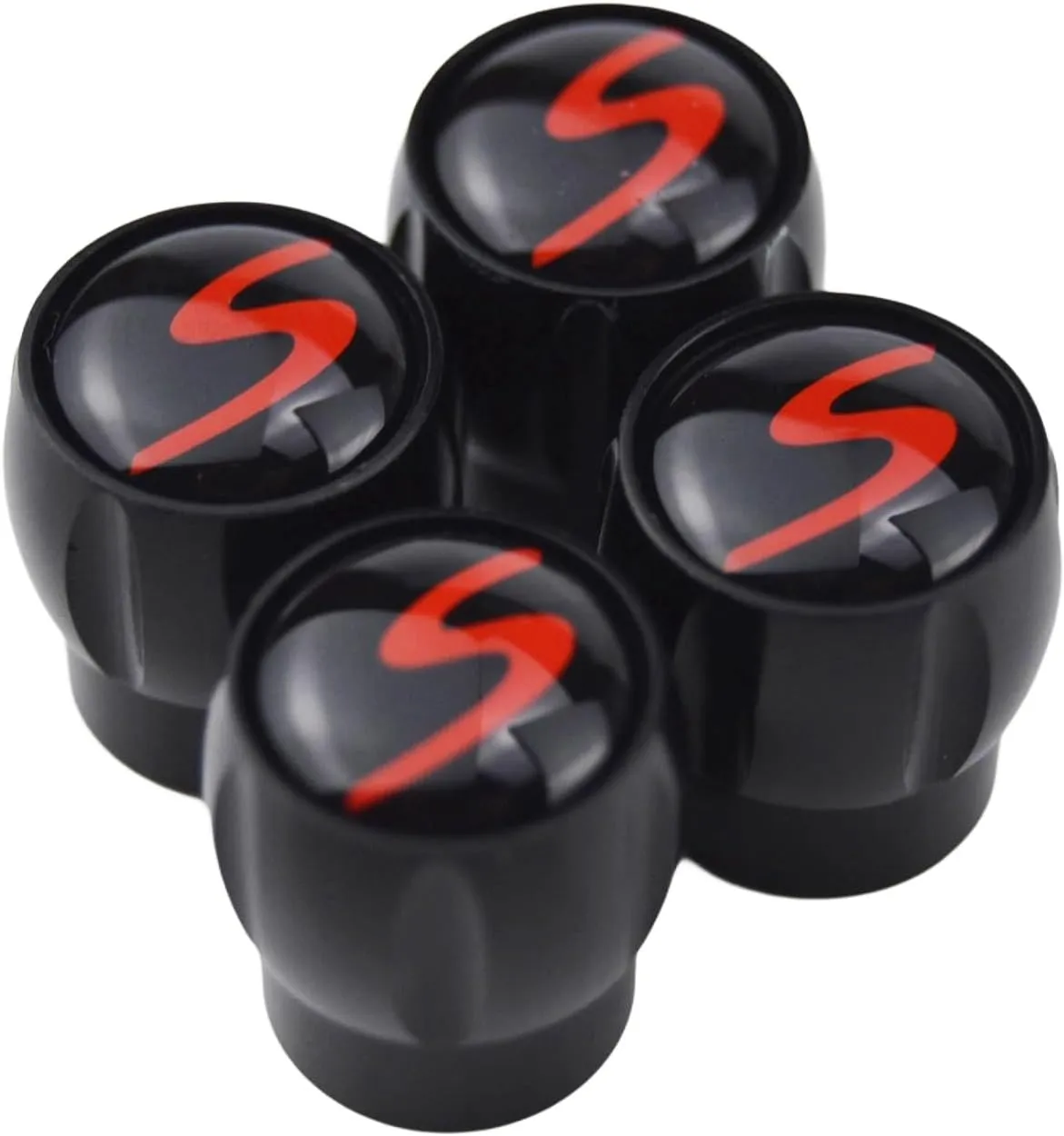 (Set of 4) S Aluminum Auto Tire Valve Stem Cap Cover with Resin red S Emblem Trim for Porsche 911 Panamera Macan Cayenne Cayman 718 Boxster Taycan Carrera Turbo