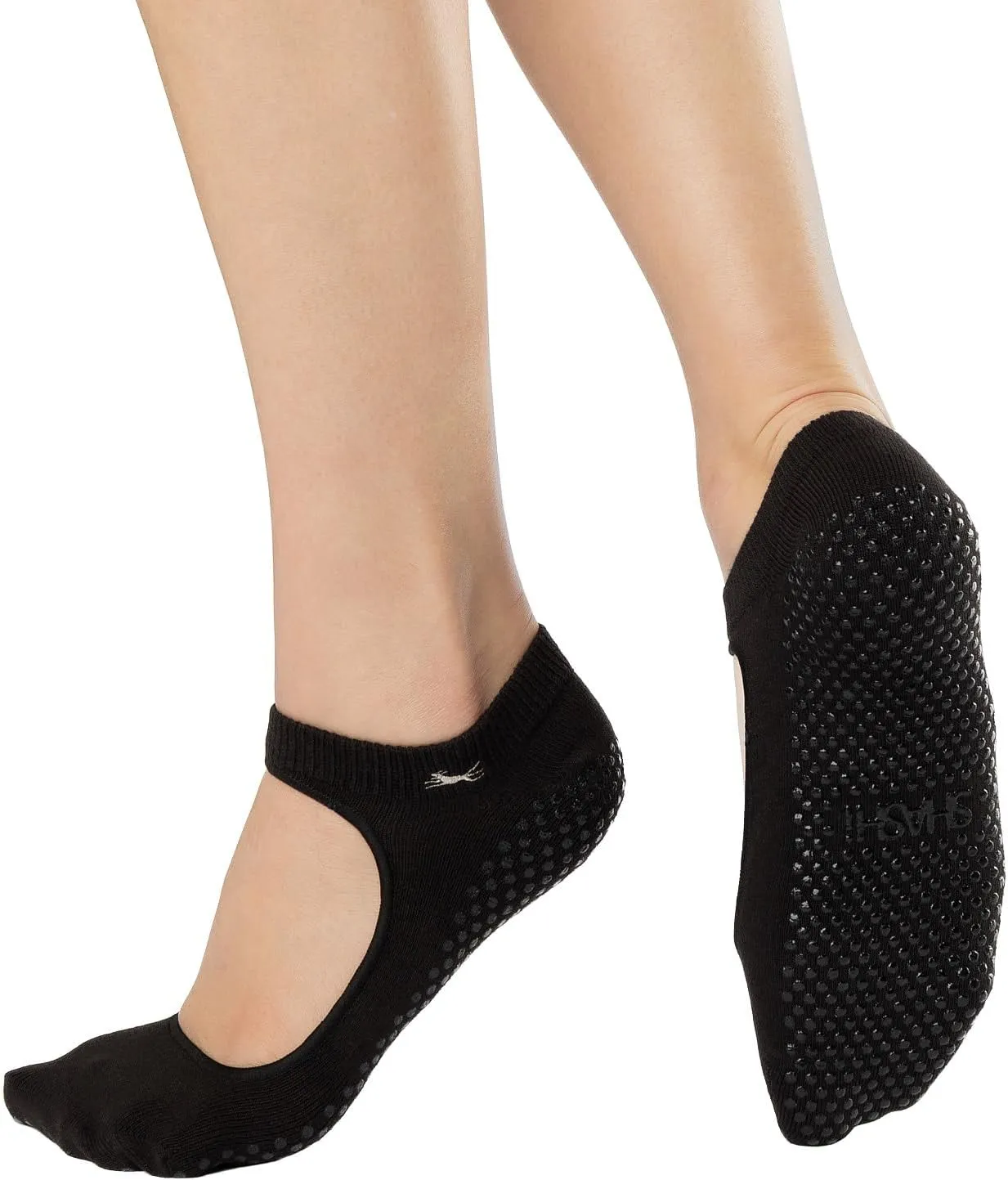 SHASHI Sweet Mary Jane Socks – Grip Socks for Women w/Cut Out-Top – Sports Clothes for Women for Barre, Yoga & More