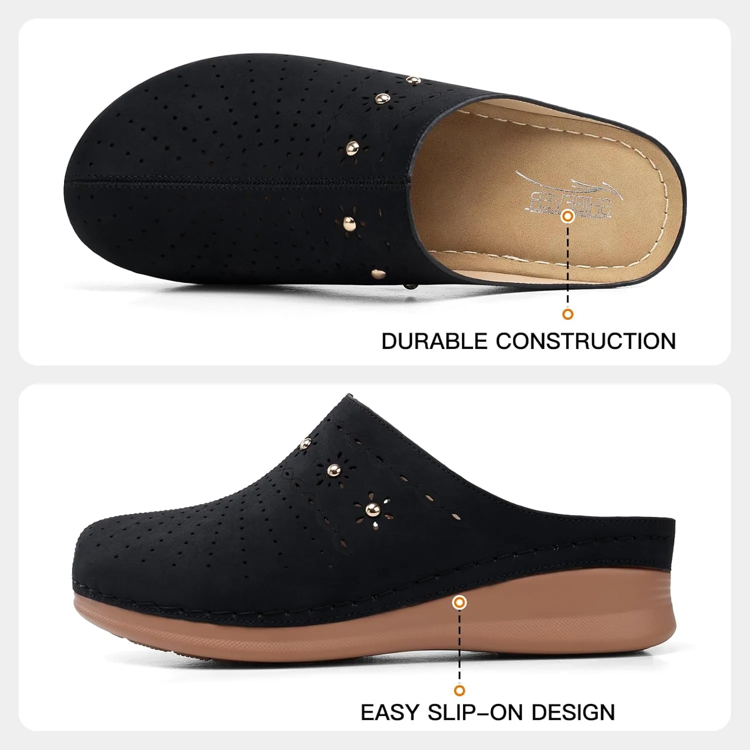 SHIBEVER Clogs for Women Mules Slip-On: Closed Toe Clog - Comfortable Womens Mule