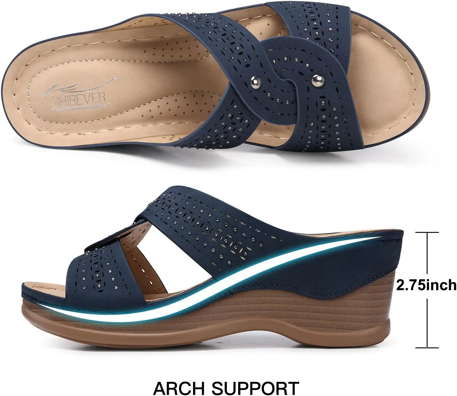 SHIBEVER Womens Sandals Wedge Comfortable: Orthopedic Wedge Sandalias Women - Slip on Platform Sandals