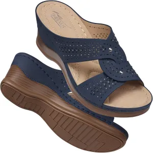 SHIBEVER Womens Sandals Wedge Comfortable: Orthopedic Wedge Sandalias Women - Slip on Platform Sandals