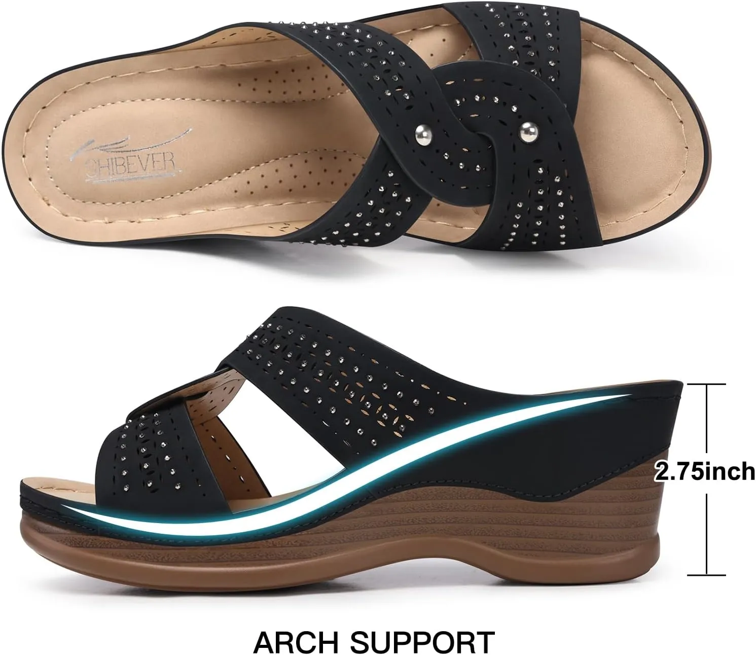 SHIBEVER Womens Sandals Wedge Comfortable: Orthopedic Wedge Sandalias Women - Slip on Platform Sandals