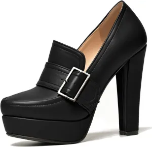 SHODENSE Women Vintage Chunky Platform Loafers Pumps Tassel Round Closed Toe Slip On Suede Block High Heel Dress Loafer Shoes Buckle Strap Oxford Loafers Fringe Pump Dressy Chic Sexy Y2k 4-11 M US