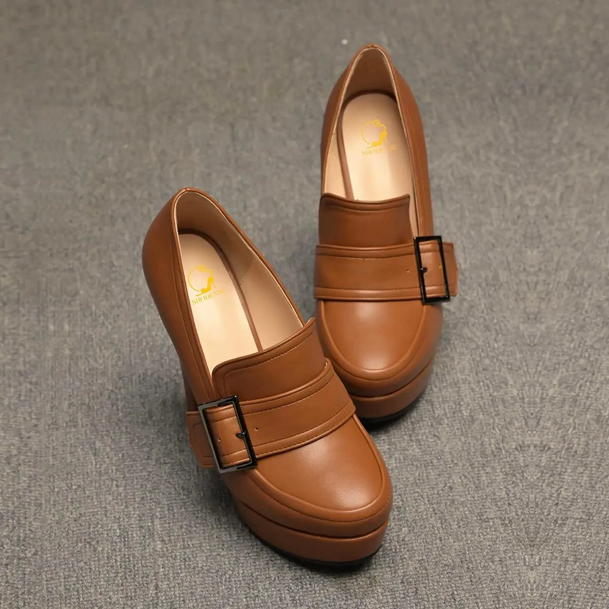 SHODENSE Women Vintage Chunky Platform Loafers Pumps Tassel Round Closed Toe Slip On Suede Block High Heel Dress Loafer Shoes Buckle Strap Oxford Loafers Fringe Pump Dressy Chic Sexy Y2k 4-11 M US
