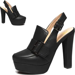 SHODENSE Women Vintage Platform Chunky High Heels Pumps Shoes Round Closed Toe Platform Loafers Ankle Strap Block Heel Slingback Summer Sandals Backless Buckle Loafer Ladies Sexy Chic Party 4-11 M US