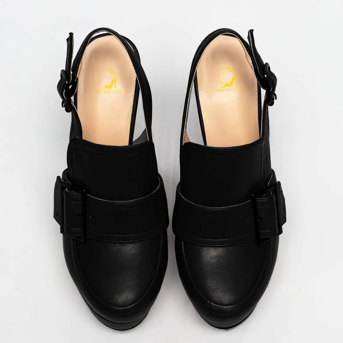 SHODENSE Women Vintage Platform Chunky High Heels Pumps Shoes Round Closed Toe Platform Loafers Ankle Strap Block Heel Slingback Summer Sandals Backless Buckle Loafer Ladies Sexy Chic Party 4-11 M US