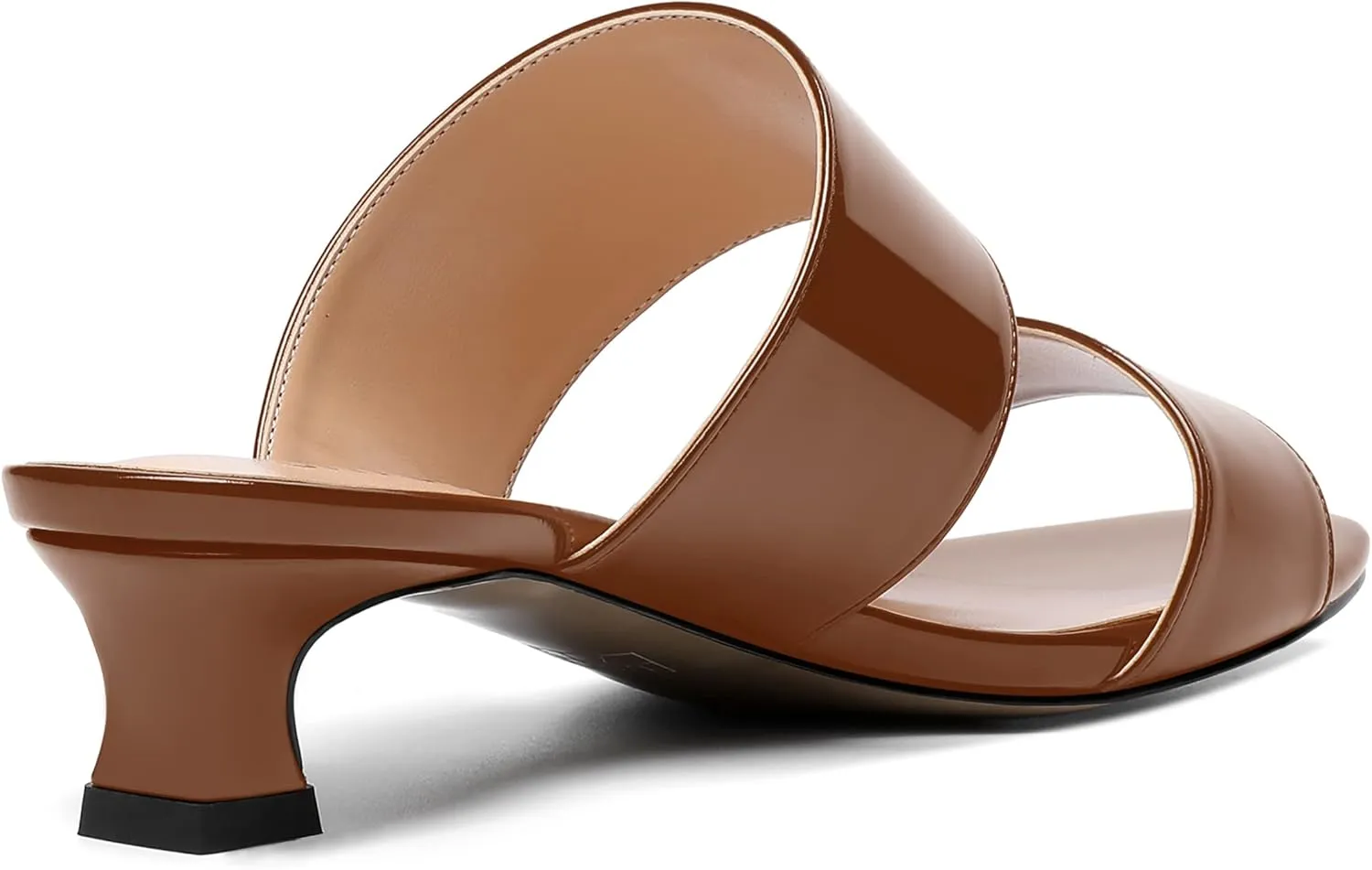 SKYSTERRY Women's Open Toe Patent Round Toe Slip On Cute Wedding Spool Low Heel Pumps Shoes 1.5 Inch