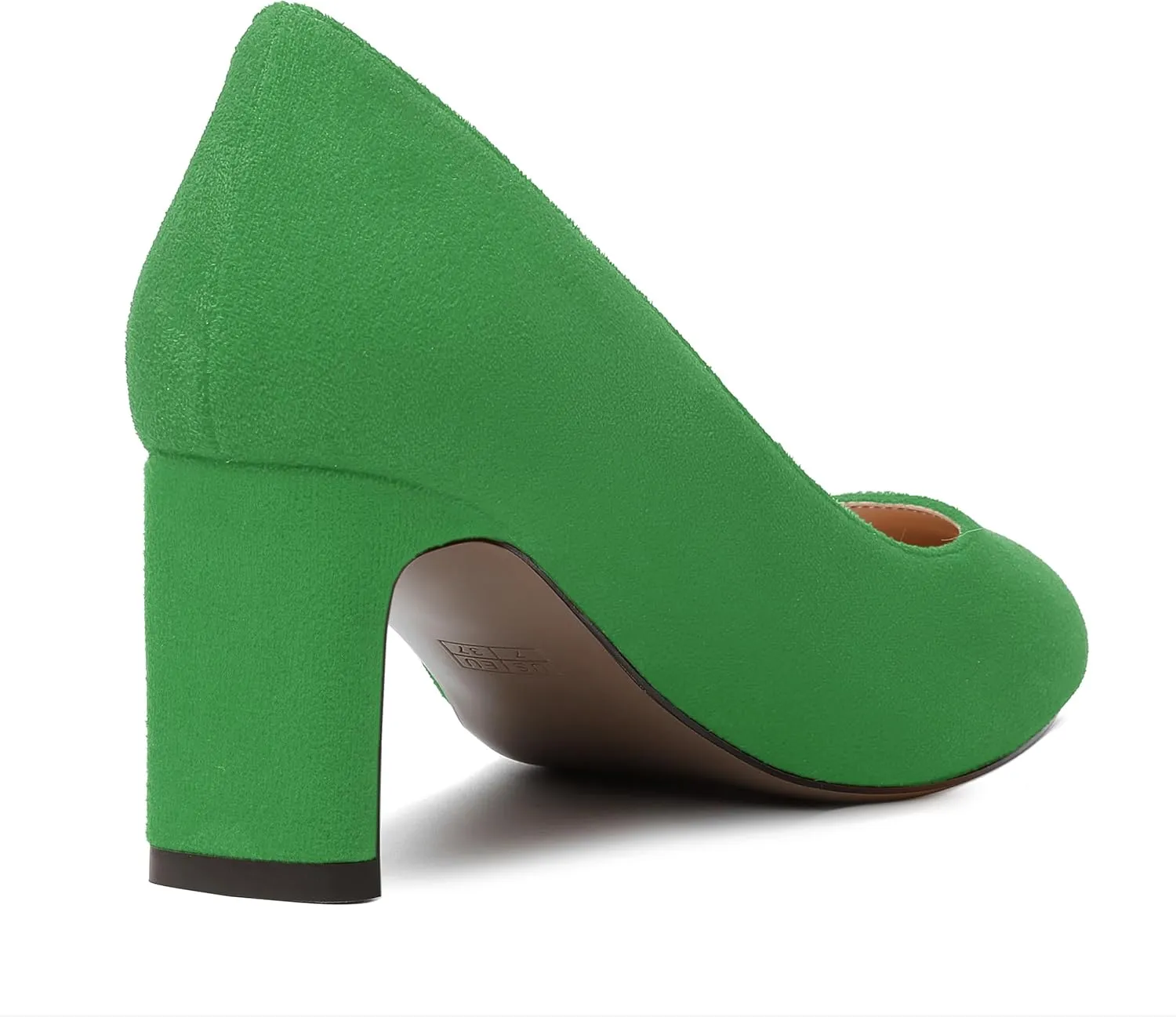 SKYSTERRY Womens Round Toe Fashion Dating Slip On Suede Block Mid Heel Pumps Shoes 2.5 Inch