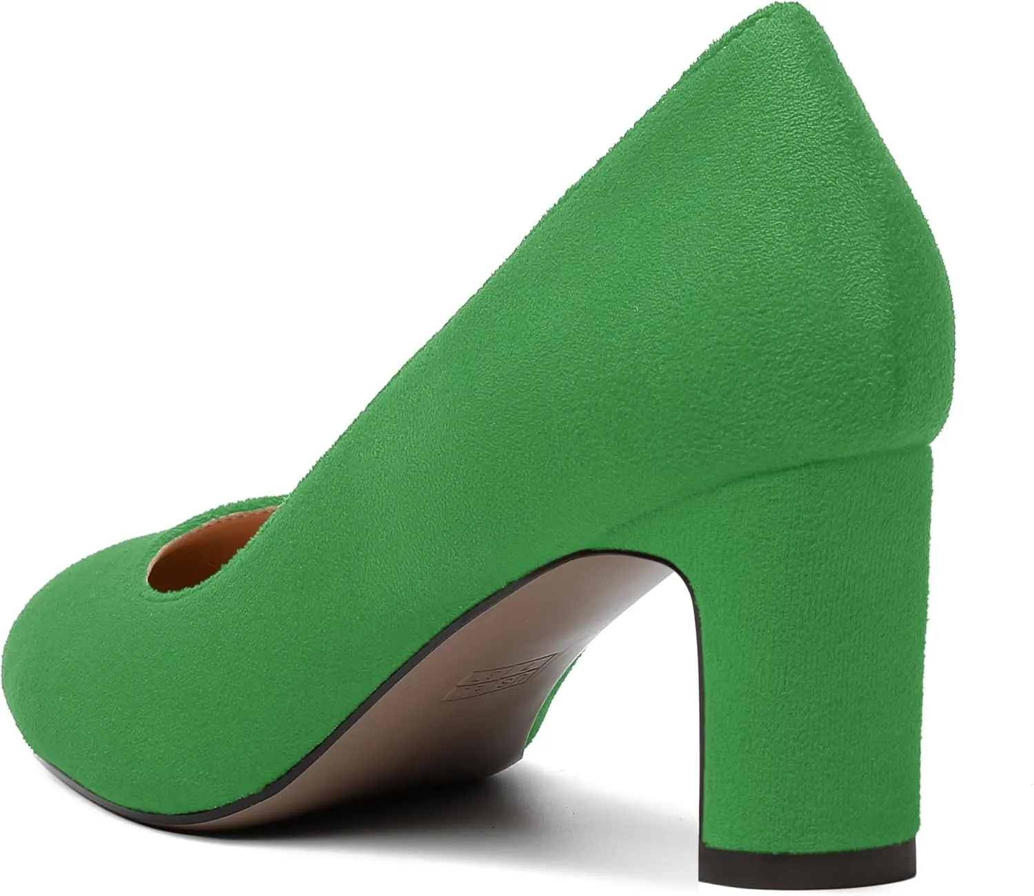 SKYSTERRY Womens Round Toe Fashion Dating Slip On Suede Block Mid Heel Pumps Shoes 2.5 Inch