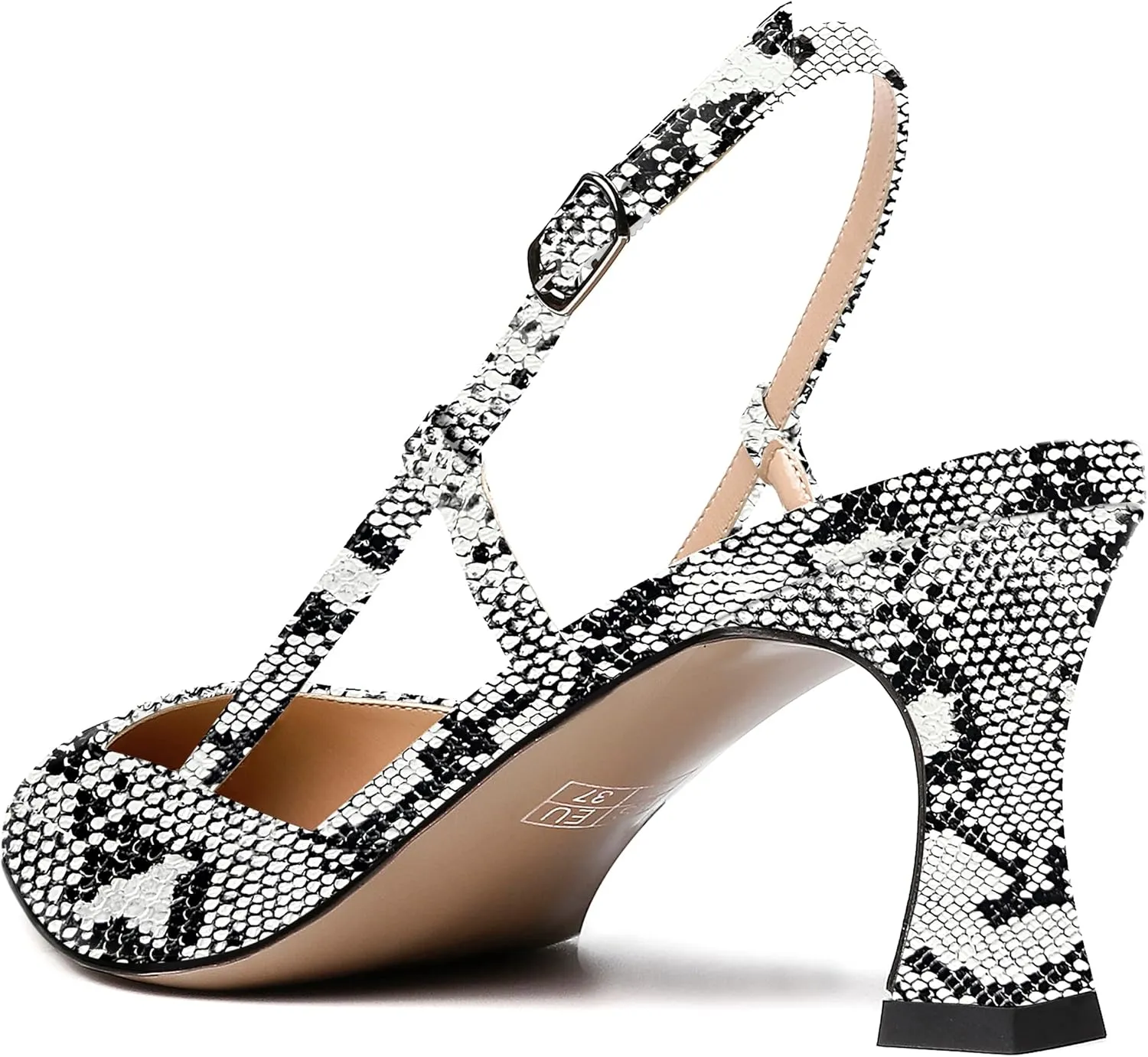 SKYSTERRY Women's Slip On Patent Pointed Toe Slingback Casual Dating Spool Mid Heel Pumps Shoes 2.5 Inch