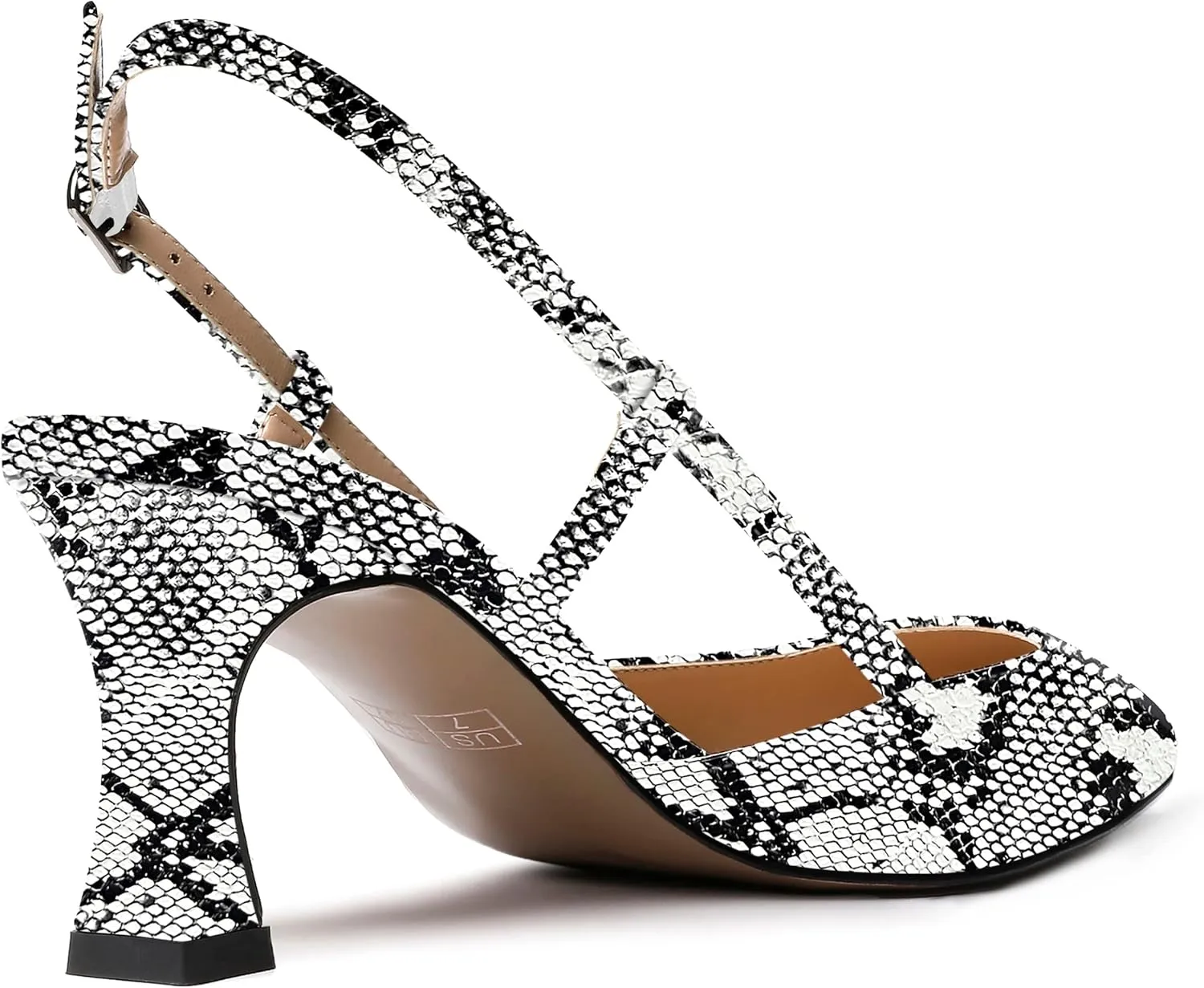 SKYSTERRY Women's Slip On Patent Pointed Toe Slingback Casual Dating Spool Mid Heel Pumps Shoes 2.5 Inch
