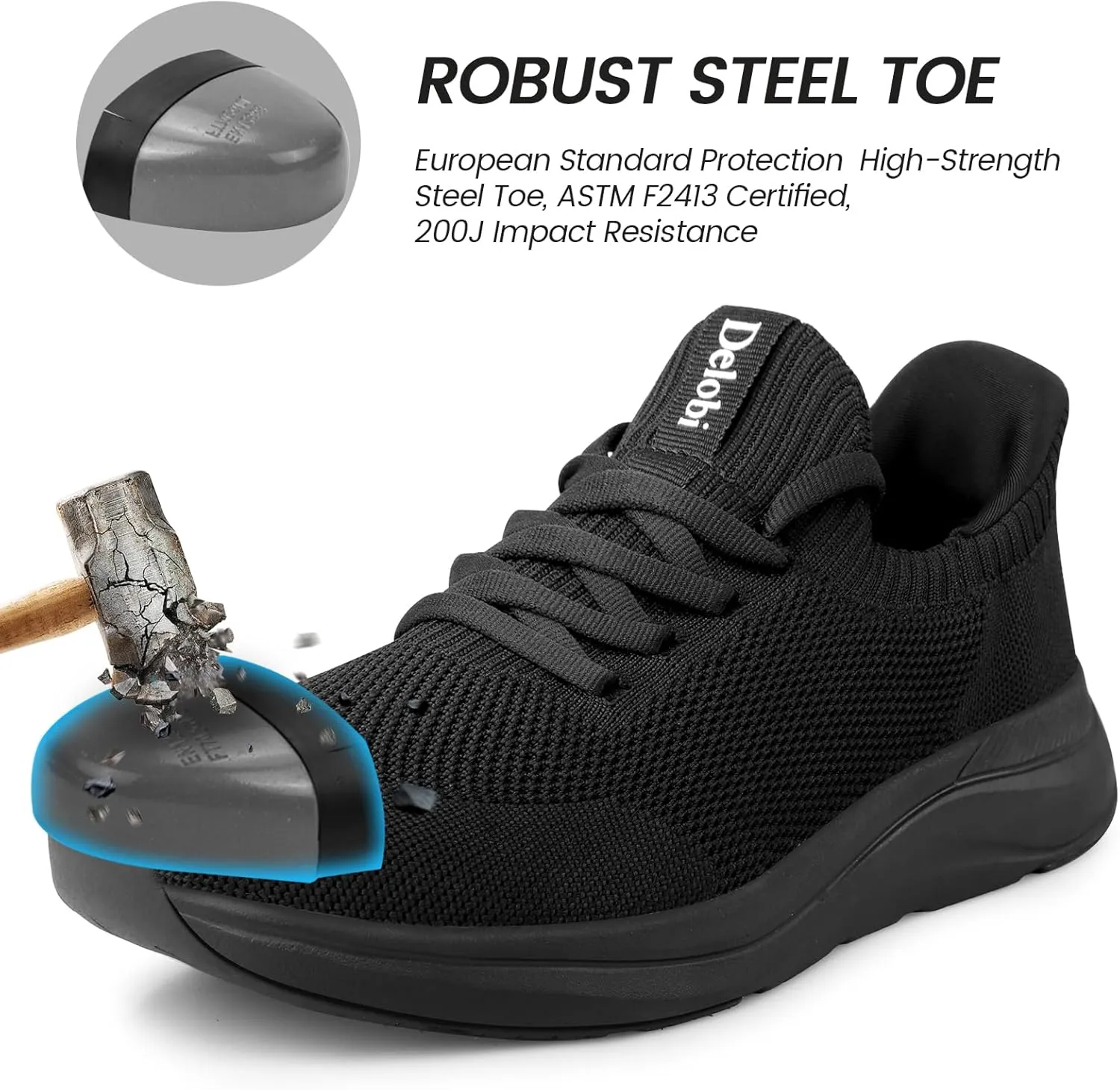 Slip On Steel Toe Shoes for Men Work Safety Sneakers Comfortable Indestructible Industrial Construction Footwear