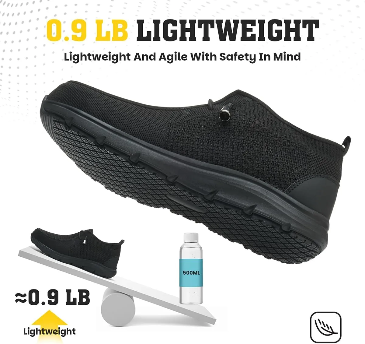 Slip On Steel Toe Shoes Men Women Waterproof Non Slip Lightweight Comfortable Walking Loafers No-Laces