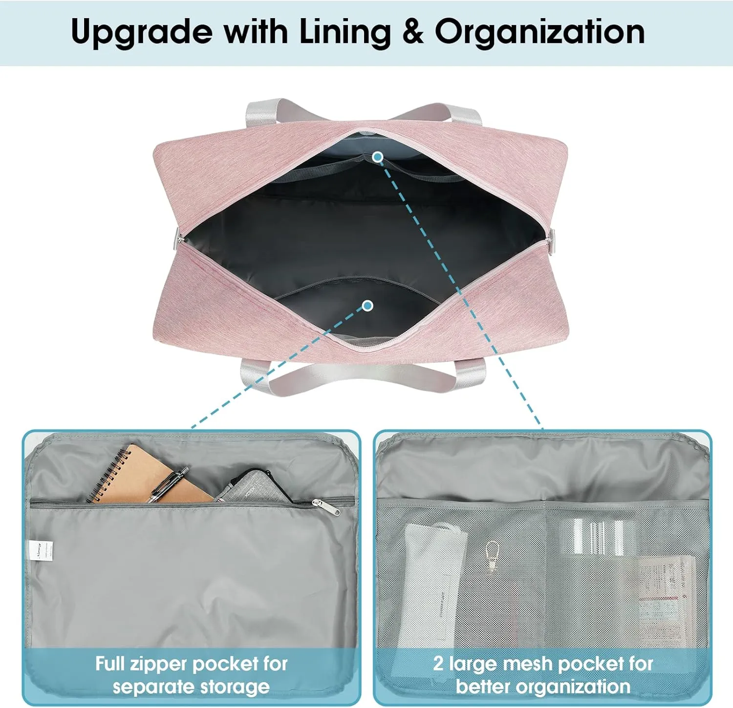 Small Carry On Bag For Spirit Airlines Personal Item Bag 18x14x8 Foldable Travel Duffel Bag Underseat Carry on Luggage for Women and Men 25L (Pink)