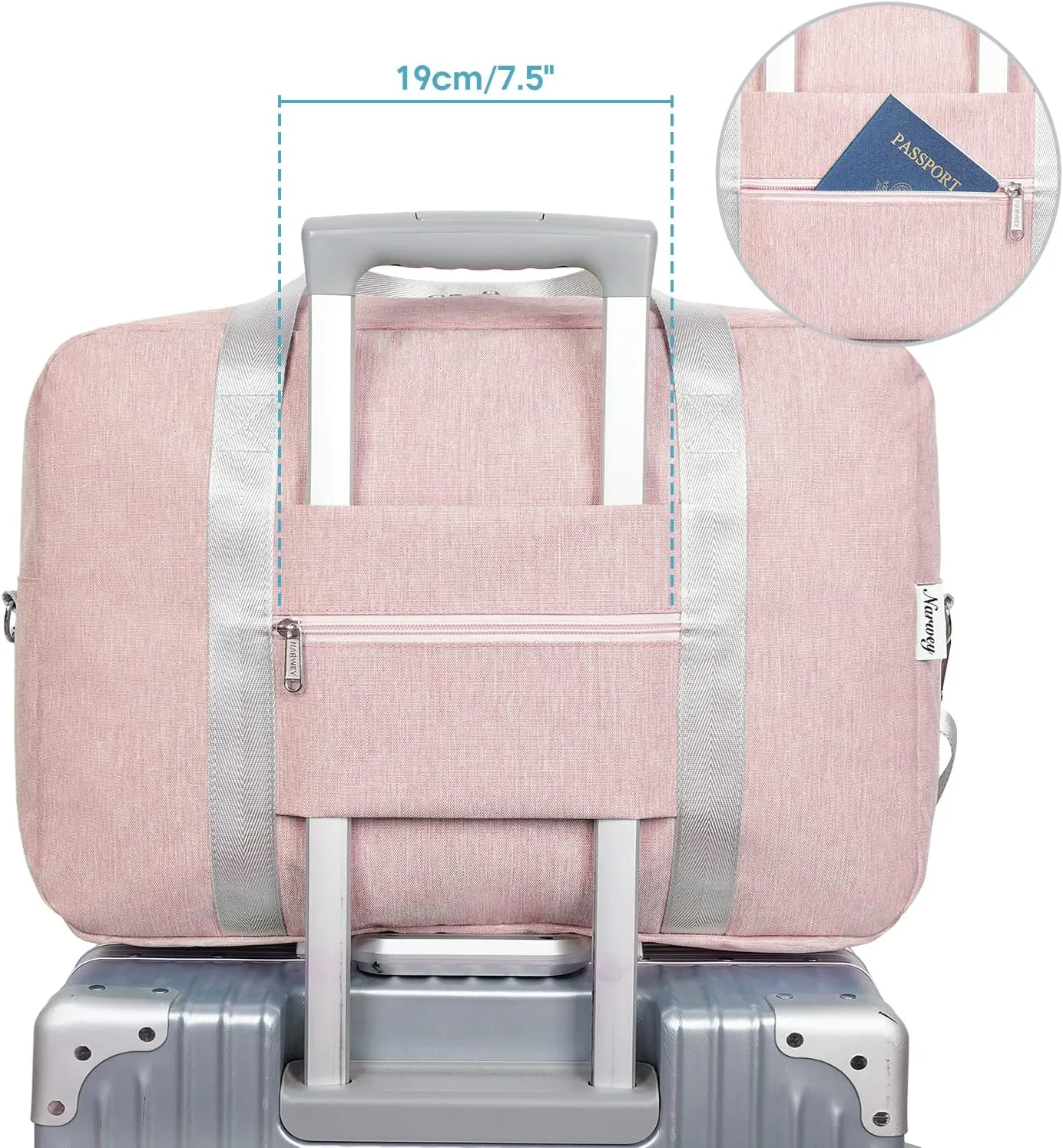 Small Carry On Bag For Spirit Airlines Personal Item Bag 18x14x8 Foldable Travel Duffel Bag Underseat Carry on Luggage for Women and Men 25L (Pink)