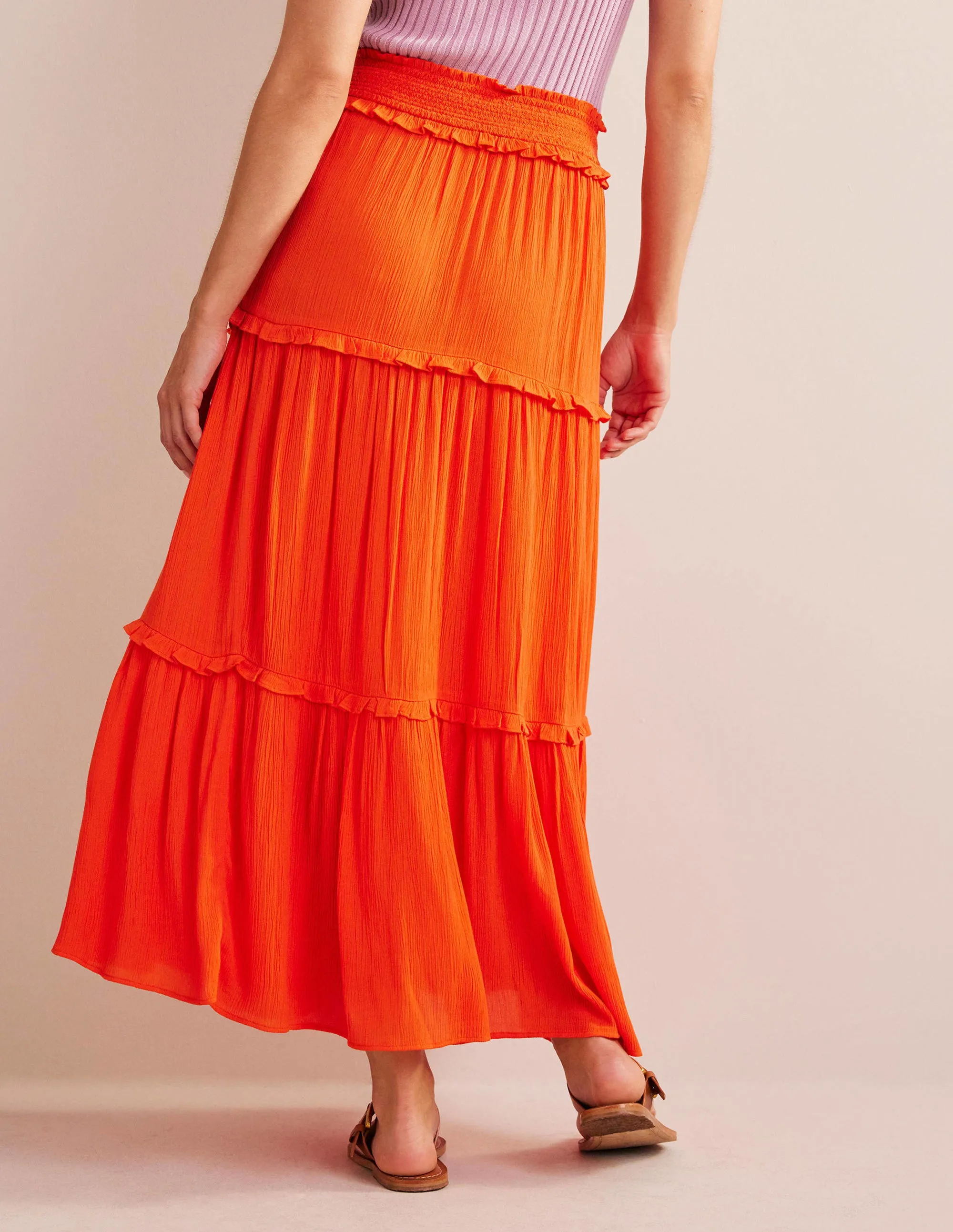 Smocked-Waist Holiday Skirt-Firework