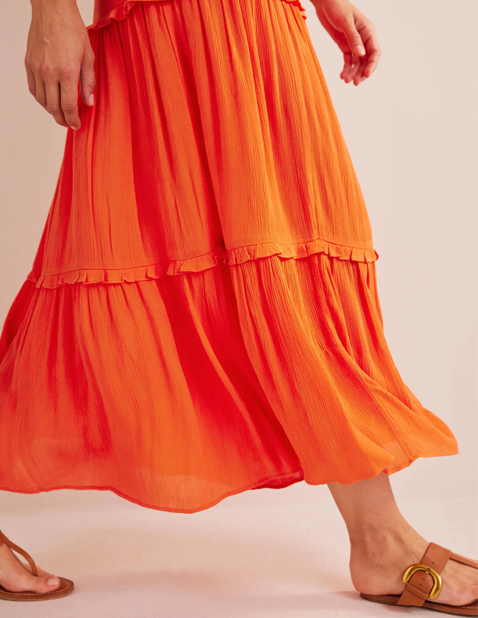 Smocked-Waist Holiday Skirt-Firework