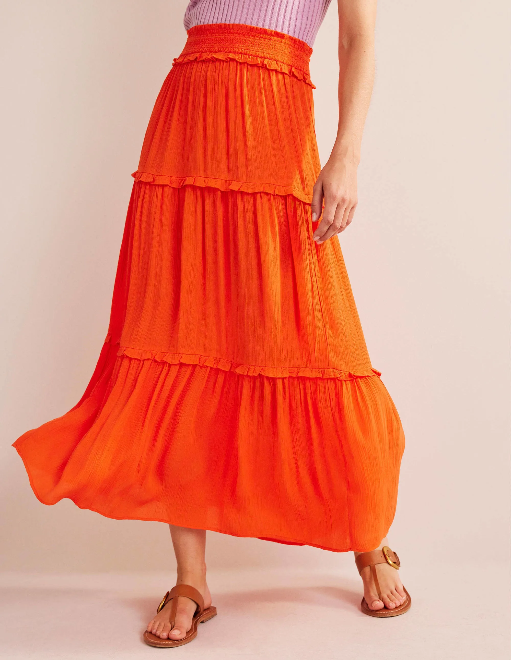 Smocked-Waist Holiday Skirt-Firework
