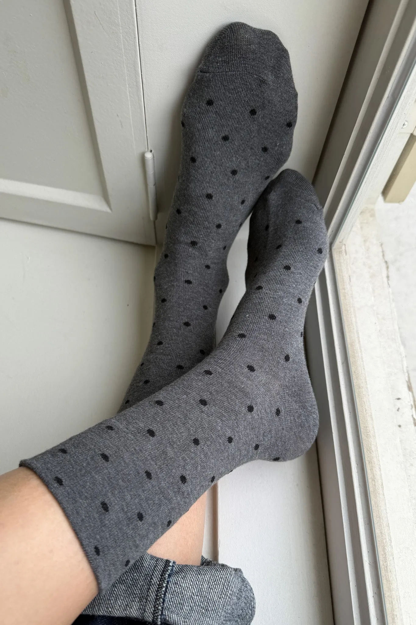Sneaker Socks - Polka Dot - Charcoal / Black