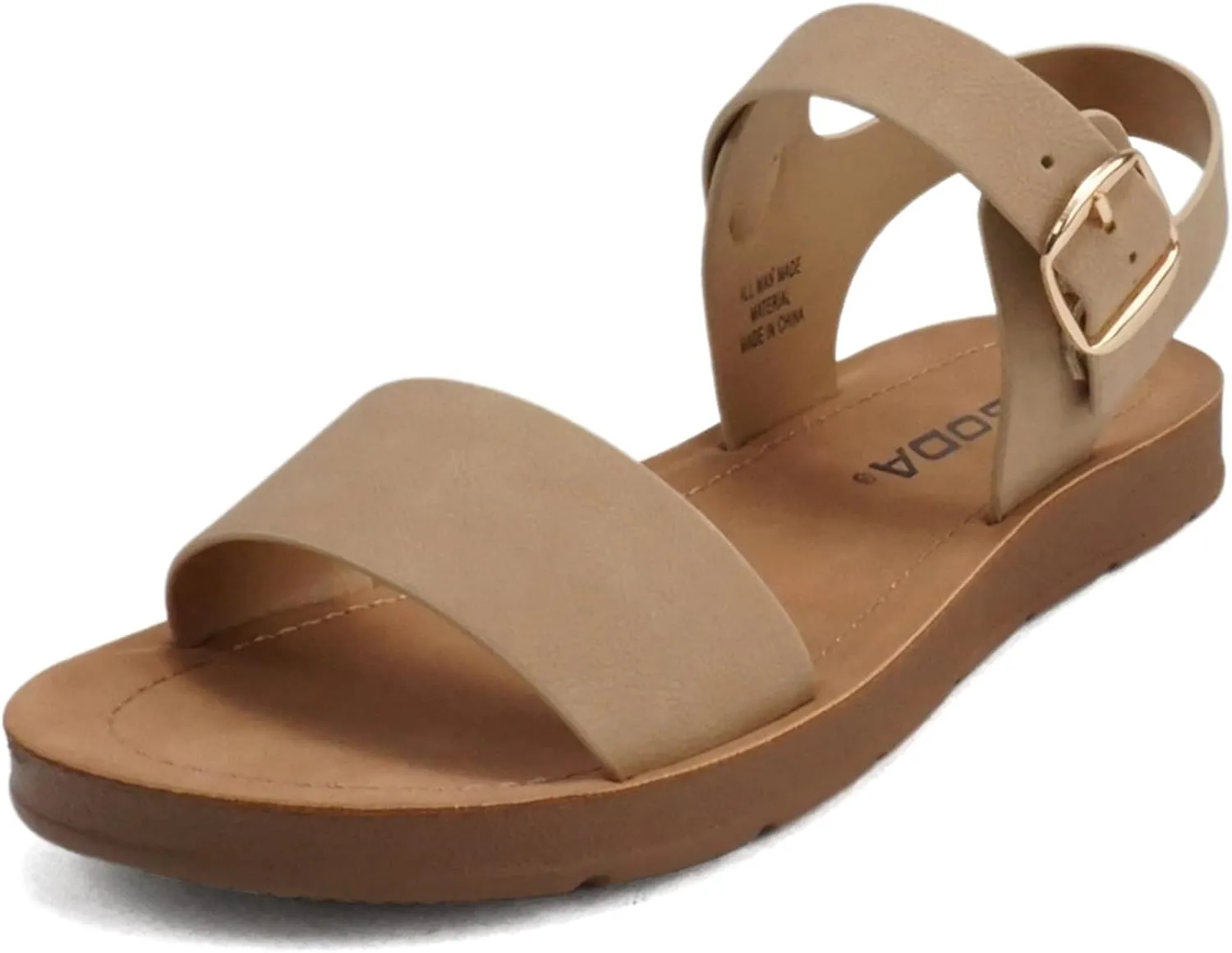 Soda PLENTY ~ Women's Strappy Ankle Wrap Buckle Fashion Flat Sandals
