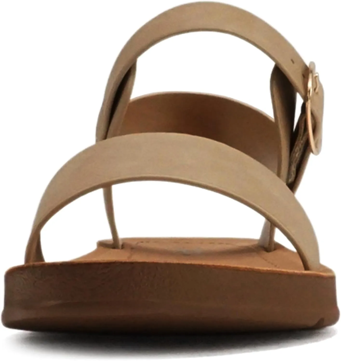 Soda PLENTY ~ Women's Strappy Ankle Wrap Buckle Fashion Flat Sandals