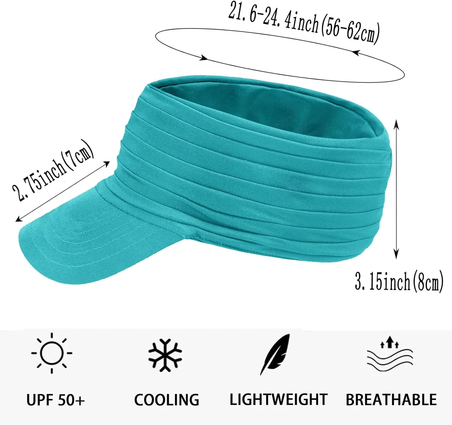 Sports Sun Visor for Men Women UV Protection Lightweight Packable Stretchy Hats for Running, Tennis, Golf