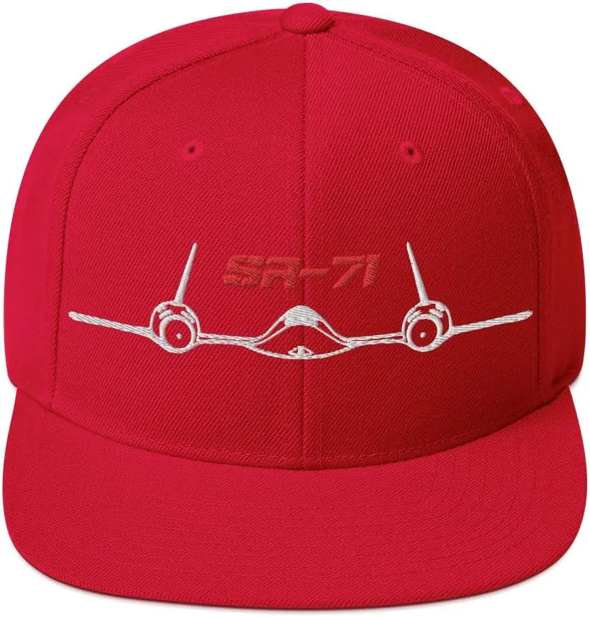 SR-71 Blackbird Front Outline Silhouette Aerospace Art Military Aircraft Aviation Enthusiasts SR71 Embroidered Snapback Hat