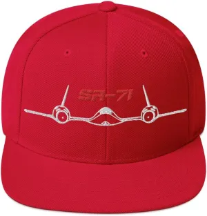 SR-71 Blackbird Front Outline Silhouette Aerospace Art Military Aircraft Aviation Enthusiasts SR71 Embroidered Snapback Hat
