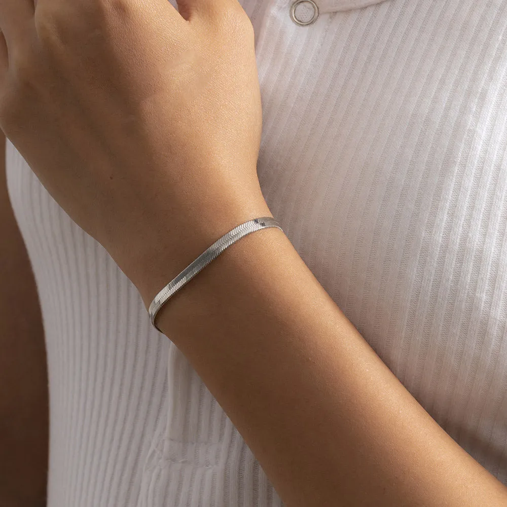 Stainless Steel Flat Snake Chain Bracelet