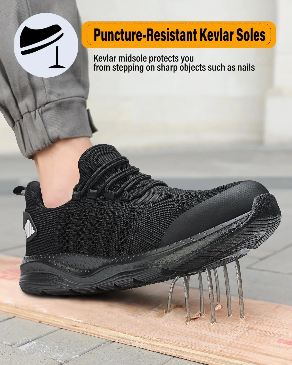 Steel Toe Shoes for Men Safety Puncture Proof Comfy Work Sneakers Lightweight Breathable Non-Slip Construction Shoes