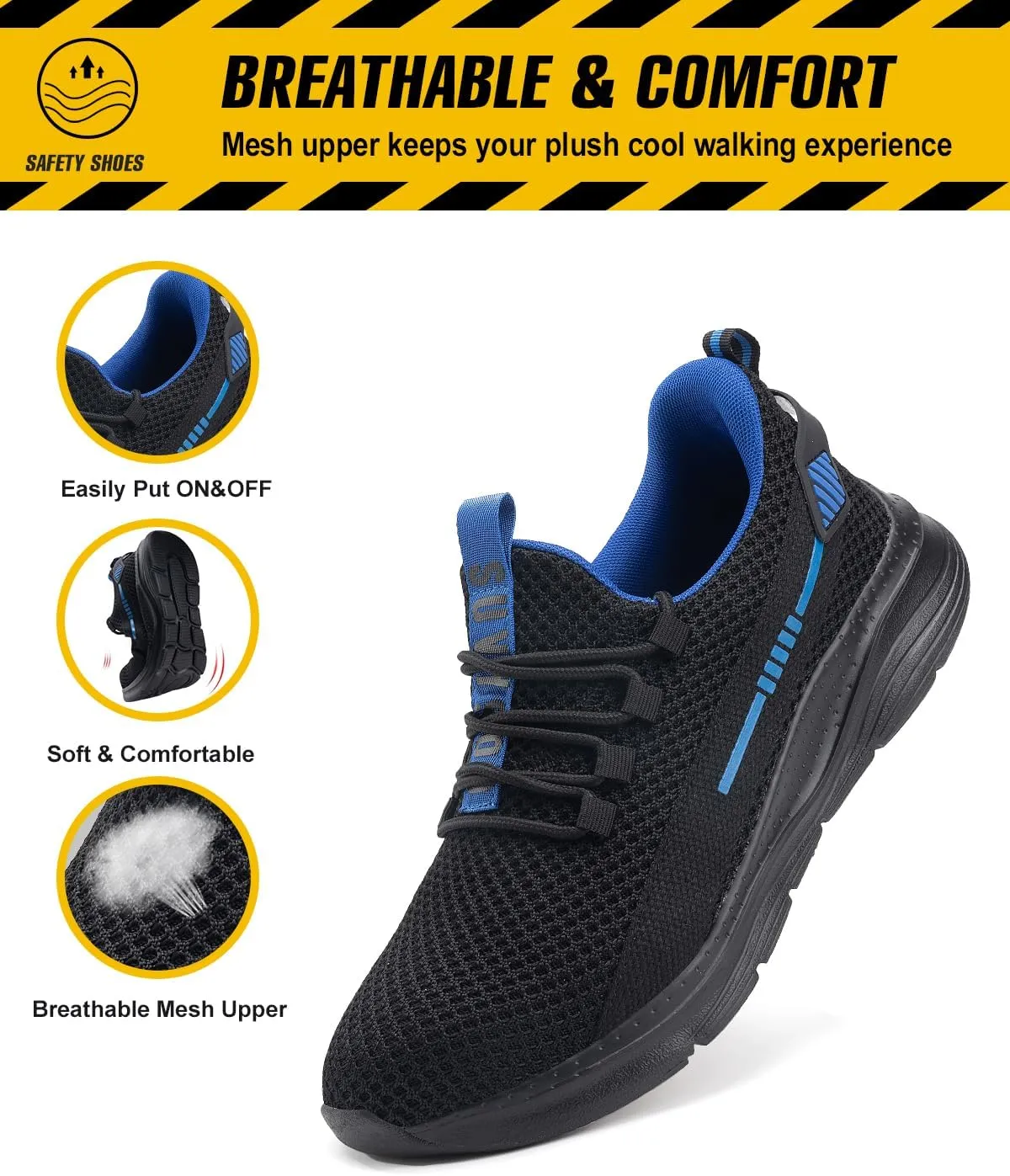 Steel Toe Shoes for Men Women Indestructible Puncture Proof Safety Work Shoes Comfortable Slip Resistant Sneakers Airy for Construction
