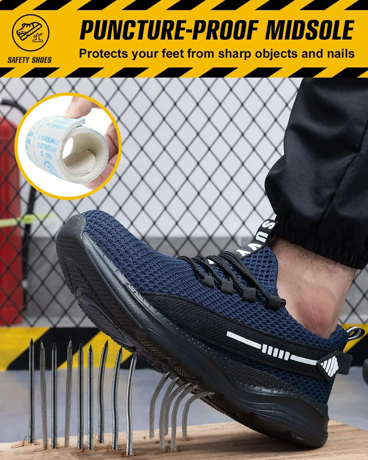 Steel Toe Shoes for Men Women Indestructible Puncture Proof Safety Work Shoes Comfortable Slip Resistant Sneakers Airy for Construction