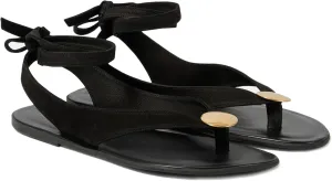 Strap Flip Flop Flat Sandals for Women with Metal Circular Ankle Strappy Ladies Fashion Cute Summer Thong Sandals Dressy.