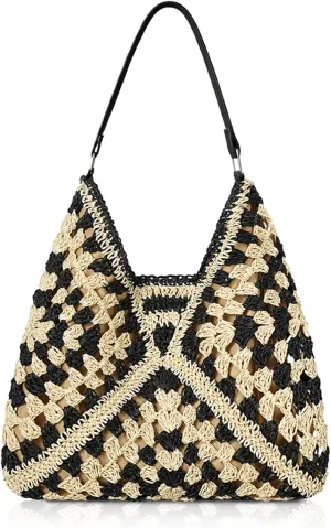 Straw Beach Bags for Women - Summer Woven Tote Bag Shoulder Handbags, Large Beach Bag for Women for Holiday