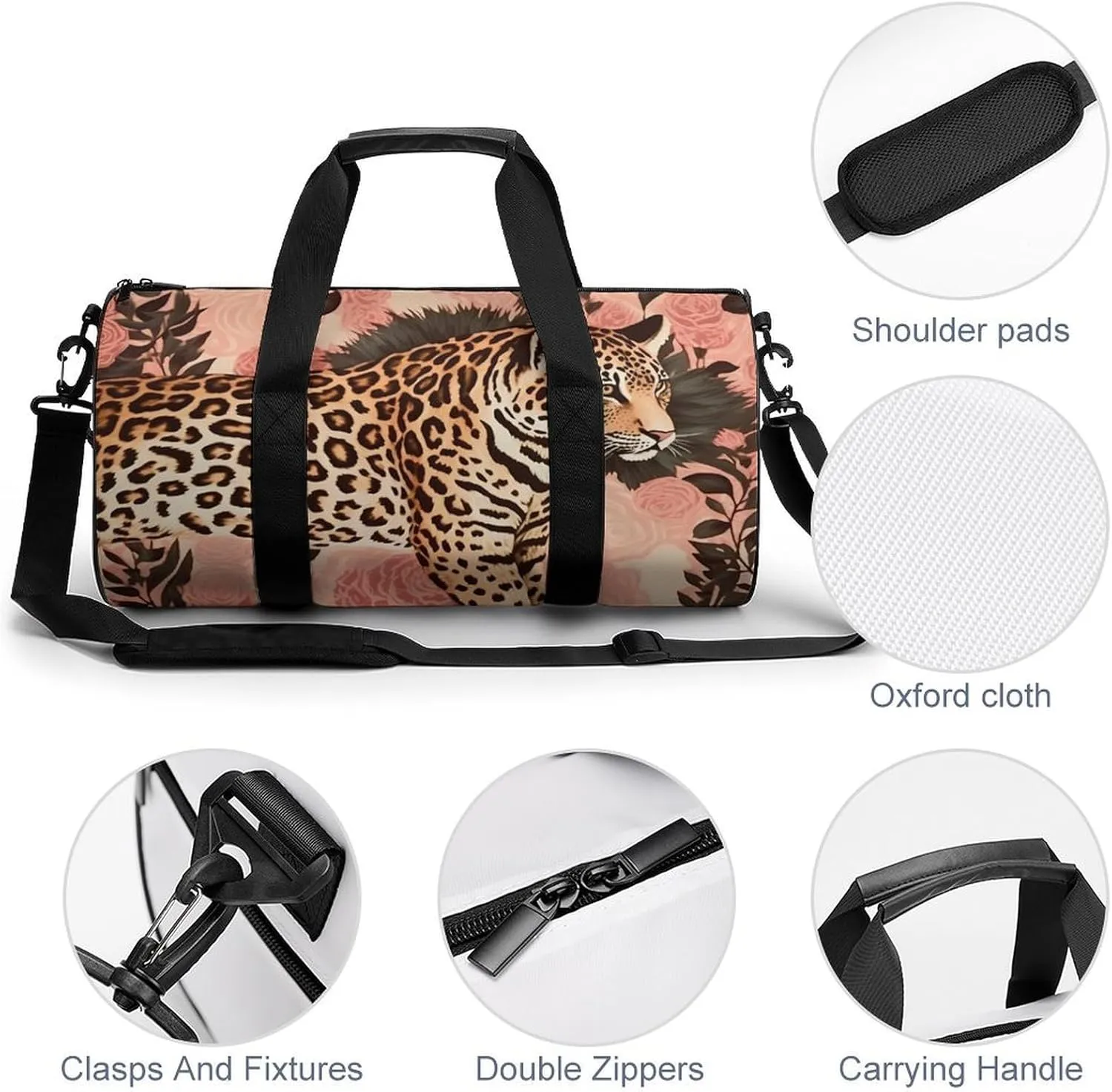 Striped Leopard Duffel Bag for Men Women Gym Bag Sports Small Overnight Bag for Travel Weekender