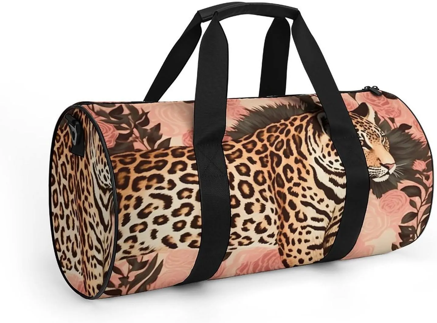 Striped Leopard Duffel Bag for Men Women Gym Bag Sports Small Overnight Bag for Travel Weekender