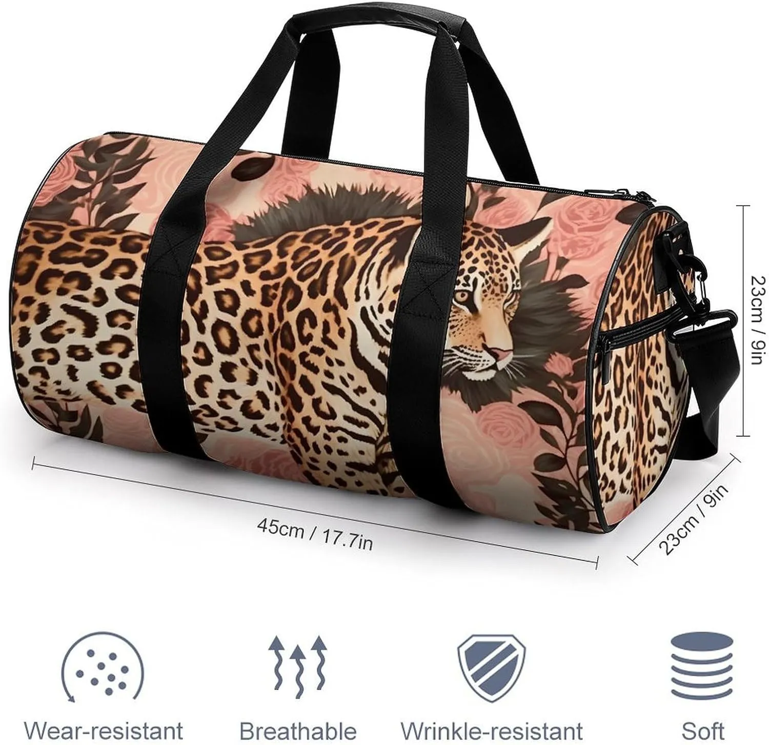 Striped Leopard Duffel Bag for Men Women Gym Bag Sports Small Overnight Bag for Travel Weekender