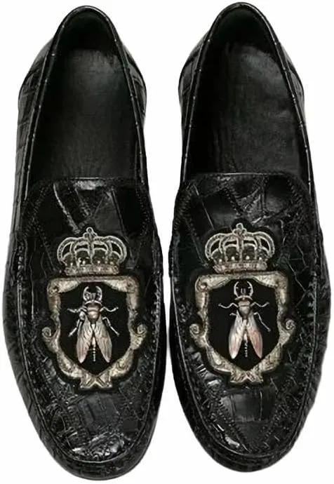 Stylish Designer Authentic Real Crocodile Skin Men's Soft Moccasins Shoes Genuine Alligator Leather Male Slip-on Walking Flats