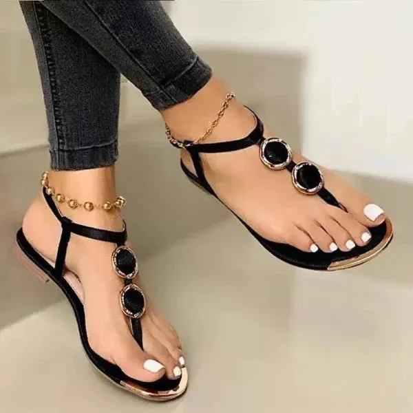 Stylish Flat Summer Footwear with Buckle Detail for Women