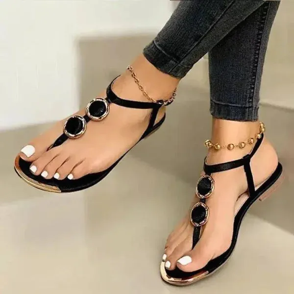 Stylish Flat Summer Footwear with Buckle Detail for Women
