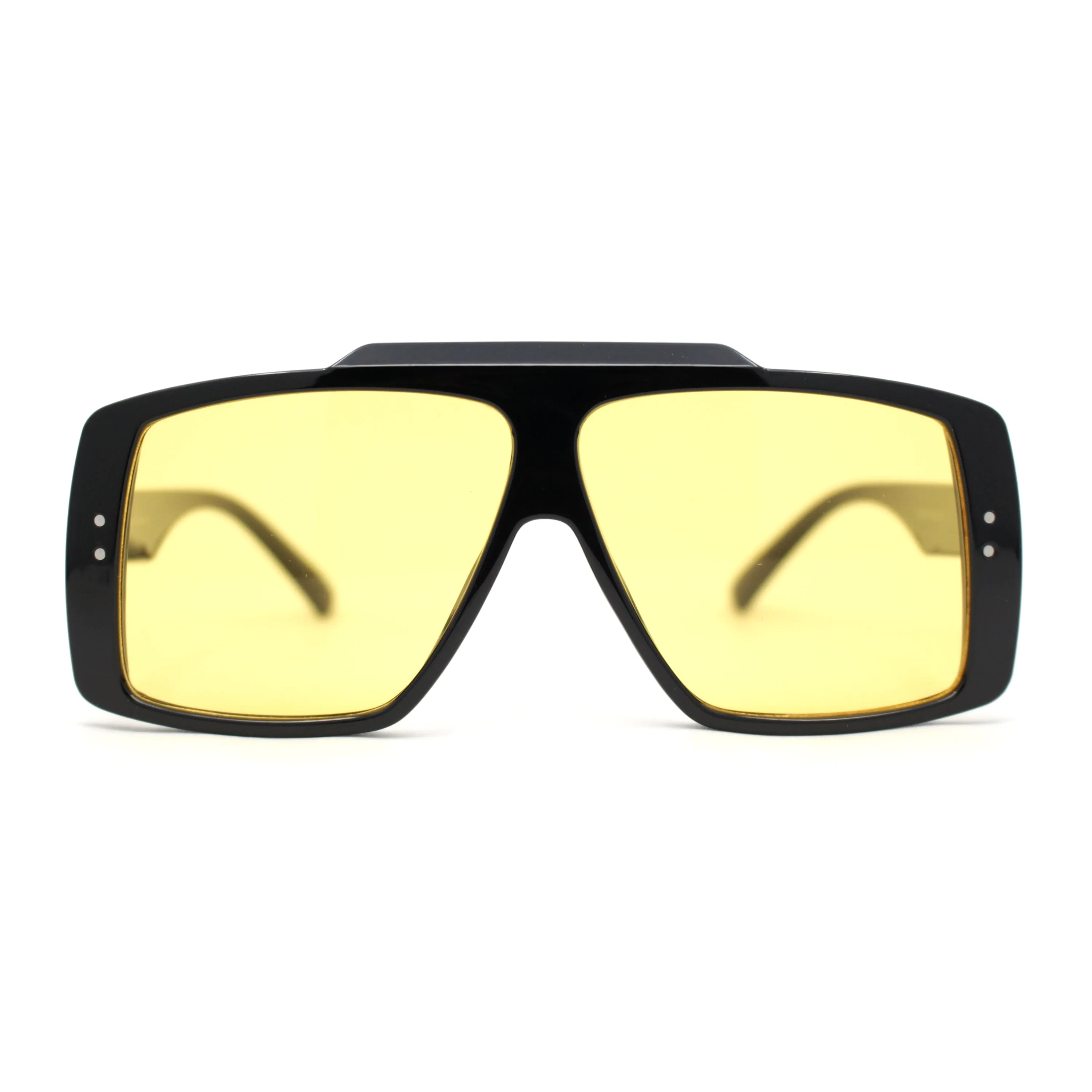 Stylish Mens Bold Squared Rectangle Flat Top Racer Plastic Sunglasses
